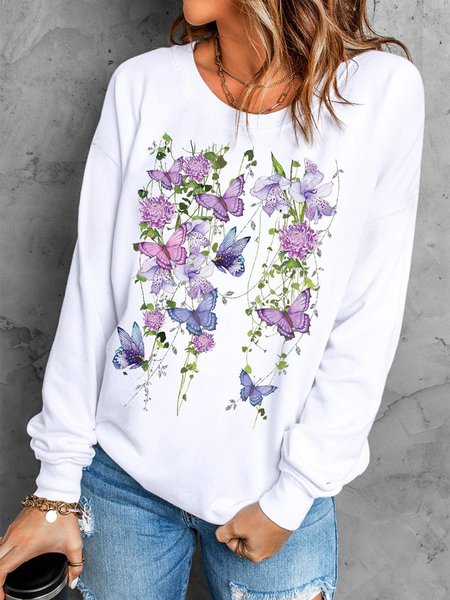 

Casual Floral Sweatshirt, White, Hoodies & Sweatshirts