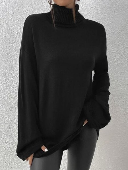 

Regular Fit Plain Wool/Knitting Casual Sweater, Black, Sweaters