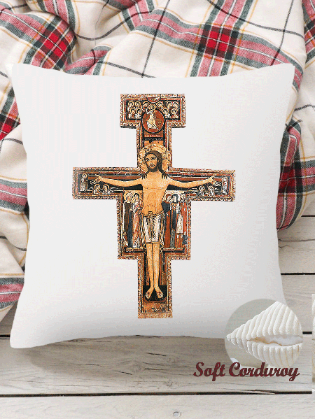 

18*18 Throw Pillow Covers, Crucifix Soft Corduroy Cushion Pillowcase Case for Living Room Bed Sofa Car Home Decoration, White, Pillow Covers