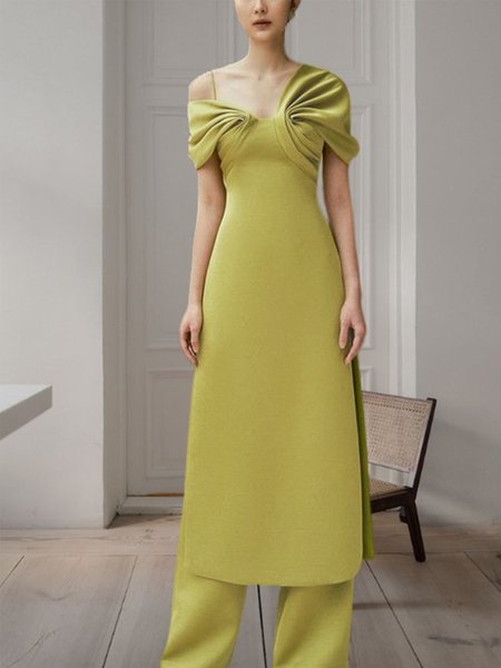 

Others Elegant Short sleeve Regular Fit No Elasticity Party Dress, Aqua, Maxi Dresses