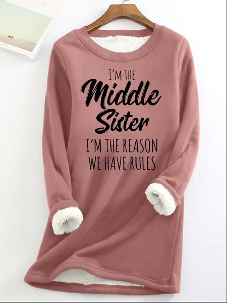 

Women's Funny Middle Sister Fluff/Granular Fleece Fabric Casual Sweatshirt, Pink, Hoodies&Sweatshirts