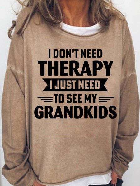 

Women‘s Grankid And Grandma Letters Crew Neck Casual Sweatshirt, Light brown, Hoodies&Sweatshirts