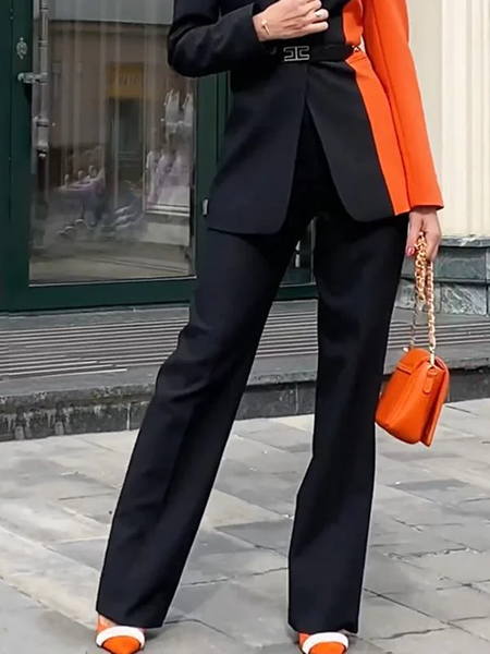 

Regular FitUrban Plain Fashion Straight Long Pants, Black-orange, Pants