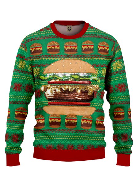 

Ugly Hamburger Crew Neck Sweatshirt, Green, Hoodies&Sweatshirts