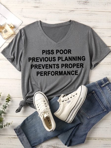 

Lilicloth X Kelly Piss Poor Previous Planning Prevents Proper Performance Women's V Neck T-Shirt, Gray, T-shirts