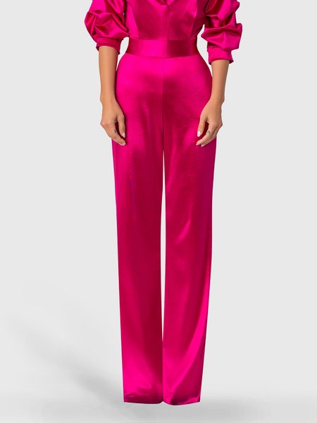 

Daily Plain Regular Fit Elegant Fashion Pants, Rose red, Pants