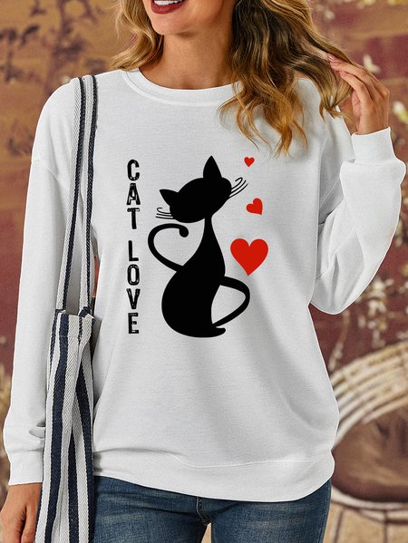 

Lilicloth X Jessanjony Valentine's Day Cat Love Women's Sweatshirt, White, Hoodies&Sweatshirts