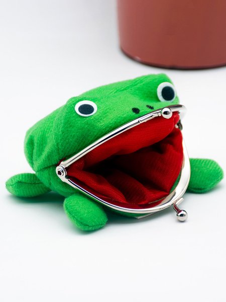 

Cartoon Frog Kiss Buckle Coin Storage Bag, Green, Women's Bags