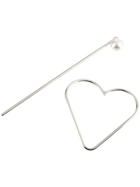 

Casual Golden Retro Heart Pattern Inlaid Pearl Headwear Hair Roller Daily Home Commuting Jewelry, Silver, Women Hair Accessories