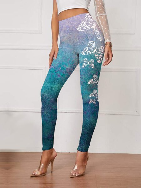 

Butterfly Casual Regular Fit Leggings, Multicolor, Leggings
