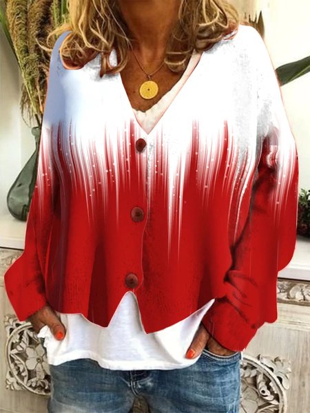 

Casual Loose Ombre Other Coat, Red, Cardigans