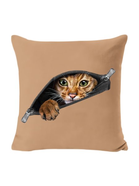

18*18 Funny 3D Cat Print Backrest Cushion Pillow Covers Decorations For Home, Coffee, Pillow Covers