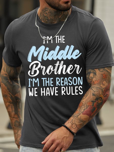 

Lilicloth X Abu Gift For Brother I'm The Middle Brother Mens T-Shirt, Deep gray, T-shirts