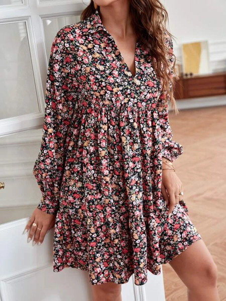 

Floral Casual Regular Fit V Neck Dress, Multicolor, Dresses