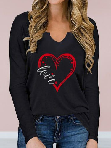 

V Neck Text Letters Regular Fit Casual T-Shirt, Black, T-Shirts