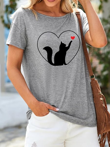 

Lilicloth X Jessanjony Cat With Heart Women's T-Shirt, Gray, T-shirts