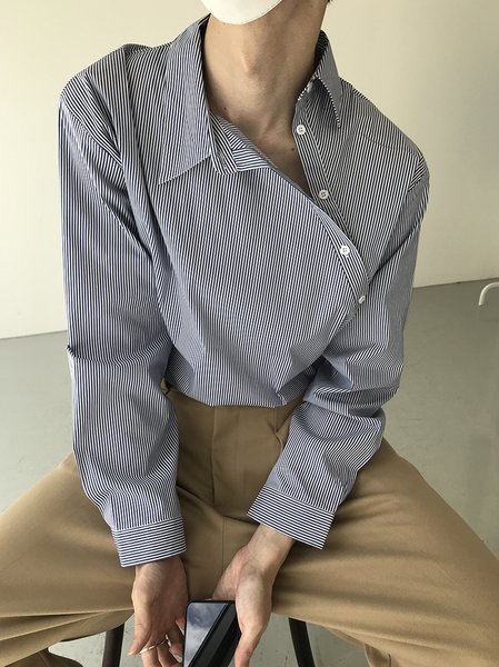

Striped Elegant Regular Fit Blouse, Blue, Blouses and Shirts