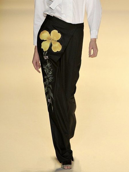 

Daily Floral Elegant Regular Fit Fashion Pants, Black, Pants