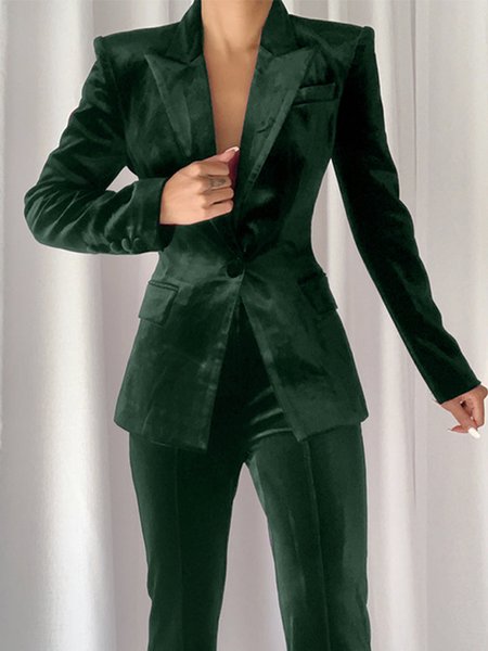 

Regular Fit Urban Long Sleeve Plain Blazer, Green, Blazers