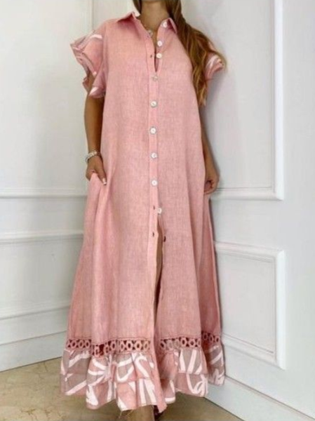 

Casual Loose Abstract Graphic Dress, Pink, Maxi Dresses