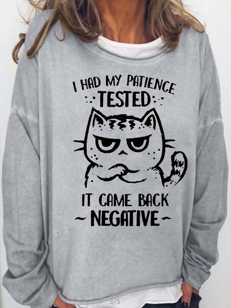 

Women's I Had My Patience Tested Print Funny Casual Sweatshirt, Light gray, Hoodies&Sweatshirts