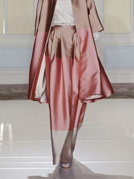 

Regular Fit Color Block Elegant Satin Fashion Pants, Red, Pants