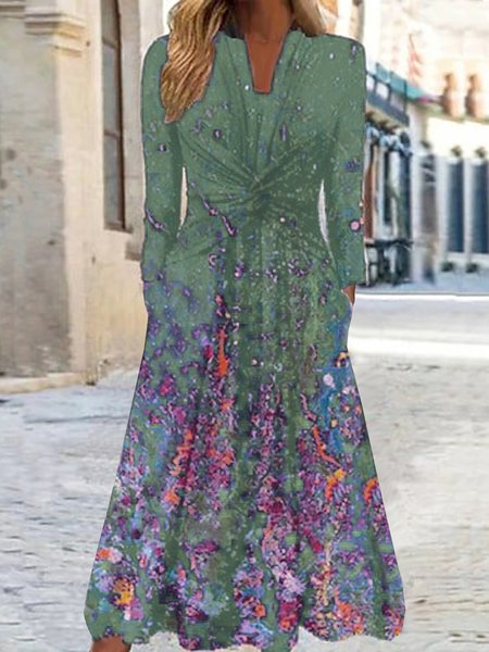 

Abstract Casual Jersey Dress, Green, Dresses