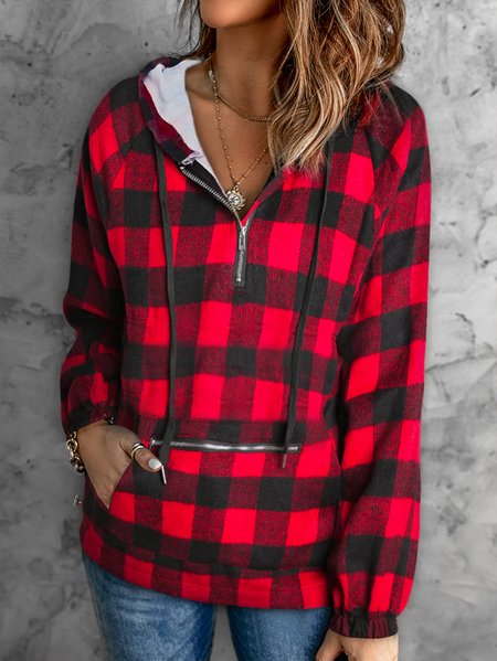 

Hoodie Plaid Casual Sweatshirt, Red, Hoodies & Sweatshirts
