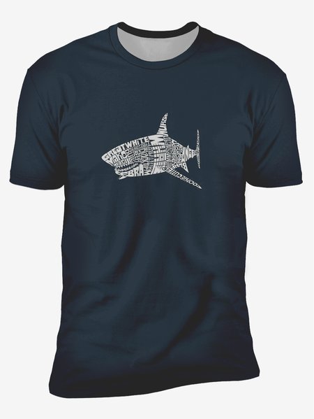 

Ocean Shark Crew Neck Casual T-Shirt, Blue, Men's t-shirts