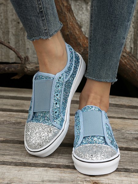 

Plus Size Color Block Glett Casual Slip On Sneakers, Blue, Sneakers