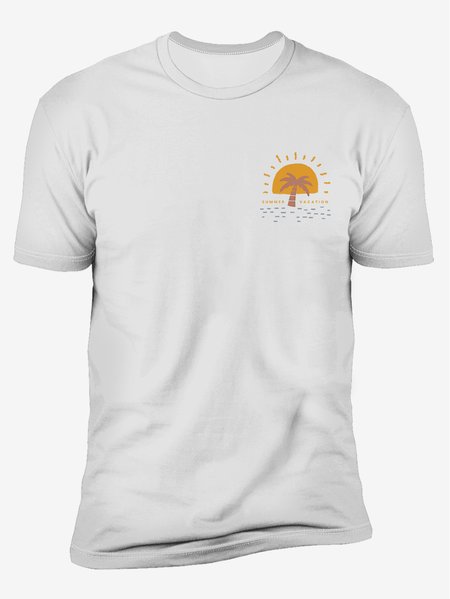

Coconut Tree Crew Neck Casual T-Shirt, White, Men's t-shirts