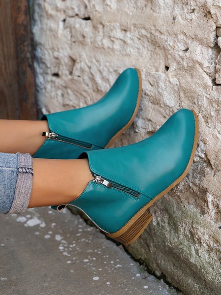

Vintage Side Zip Point Toe Ankle Boots, Lake blue, Boots