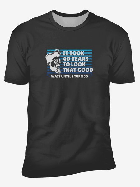 

I Turn 50 Round Neck Casual T-Shirt, Black, Men's t-shirts