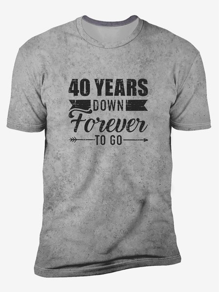 

Letters Crew Neck Casual T-Shirt, Gray, Men's t-shirts
