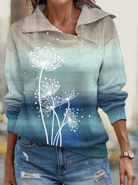 

Casual Shawl Collar Dandelion Sweatshirt, Multicolor, Sweatshirts & Hoodies