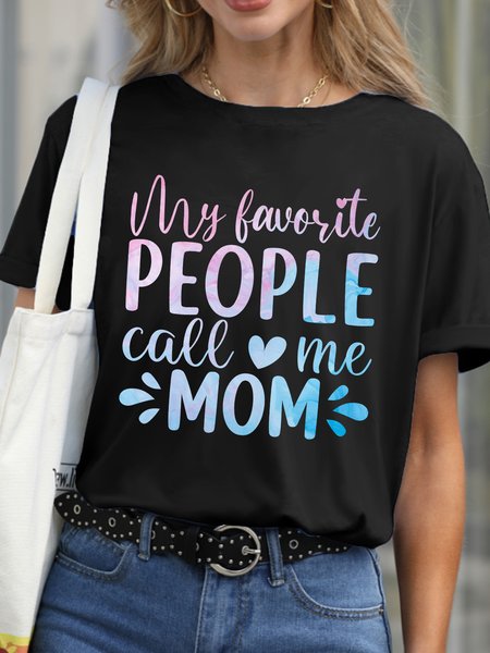 

Lilicloth X Abu My Favorite People Call Me Mom Women's T-Shirt, Black, T-shirts