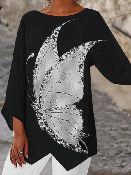 

Sexy Loose Butterfly T-Shirt, Black, T-Shirts