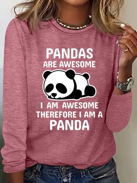 

Women's Panda Lover Casual Top, Rose red, Long sleeves