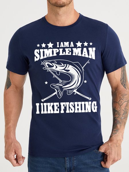 

Lilicloth X Y I Am A Simple Man I Like Fishing Men's T-Shirt, Purplish blue, T-shirts