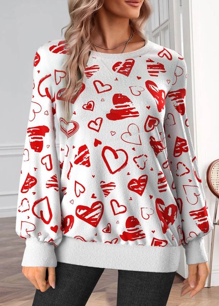 

Casual Knitted Heart/Cordate Sweatshirt, White, Sweatshirts & Hoodies