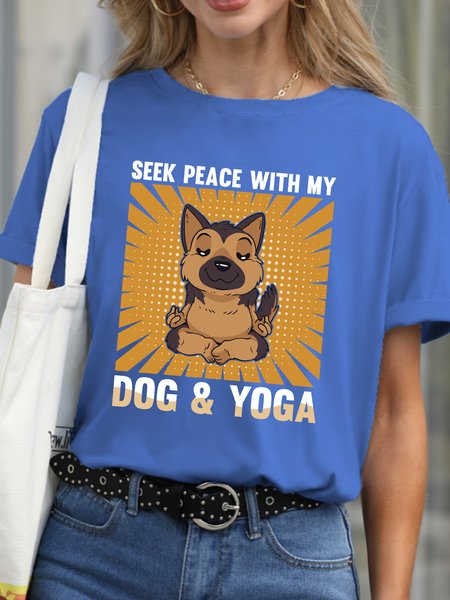 

Lilicloth X Jessanjony Seek Peace With My Dog And Yoga Women's T-Shirt, Blue, T-shirts