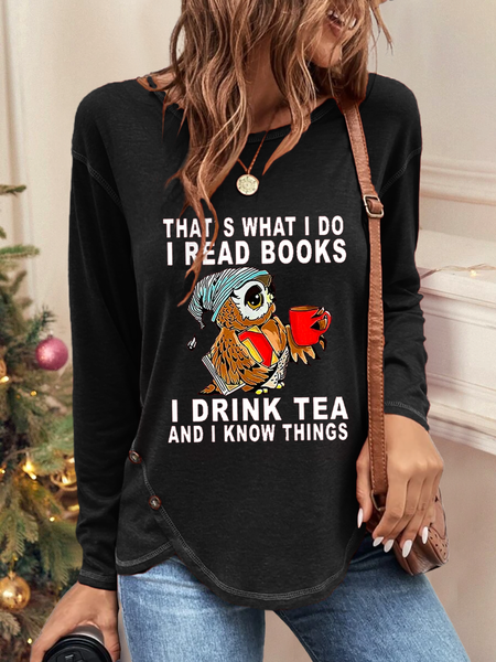 That's What I Do I Read Books Casual T-Shirt, Black, Blouses