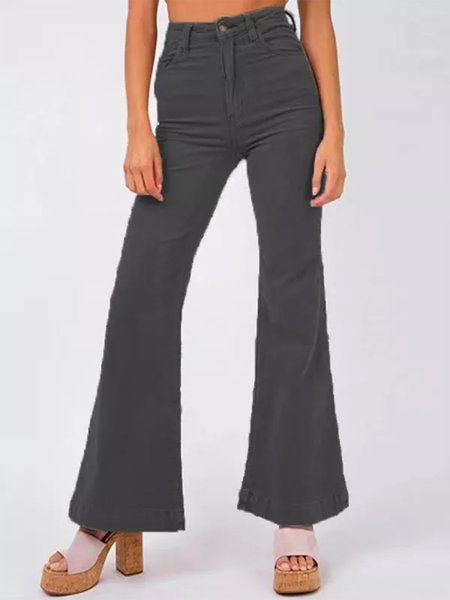 

Casual Solid Color Corduroy Pants, Gray, Shorts