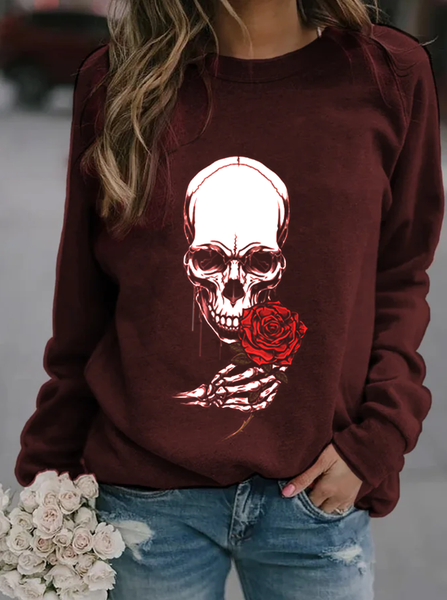 

Loose Crew Neck Casual Sweatshirt, Brown, Sweatshirts & Hoodies