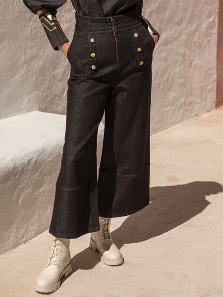 

Regular Fit Elegant Geometric Fashion Pants, Black, Pants