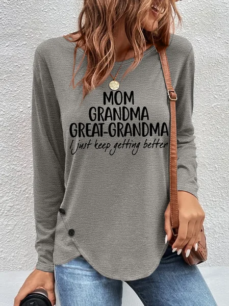 

Gift For Great-Grandma Mom Grandma Great-Grandma Women‘s Long Sleeve T-Shirt, Gray, Long sleeves