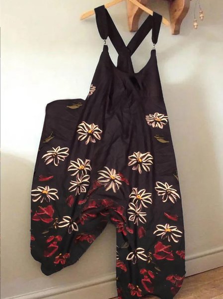 

Floral Vintage Sleeveless Jumpsuits & Romper, Multicolor, Jumpsuits & Rompers