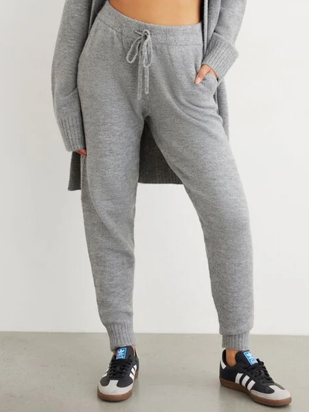

Casual Plain Wool Pants, Gray, Pants