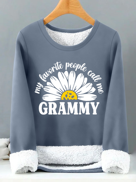 

My Favorite People Call Me Grammy With Daisy Women‘s Warmth Fleece Sweatshirt, Blue, Hoodies&Sweatshirts
