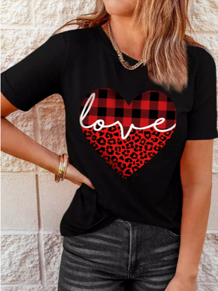 

Geometric Crew Neck Casual T-Shirt, Black, Tees & T-shirts